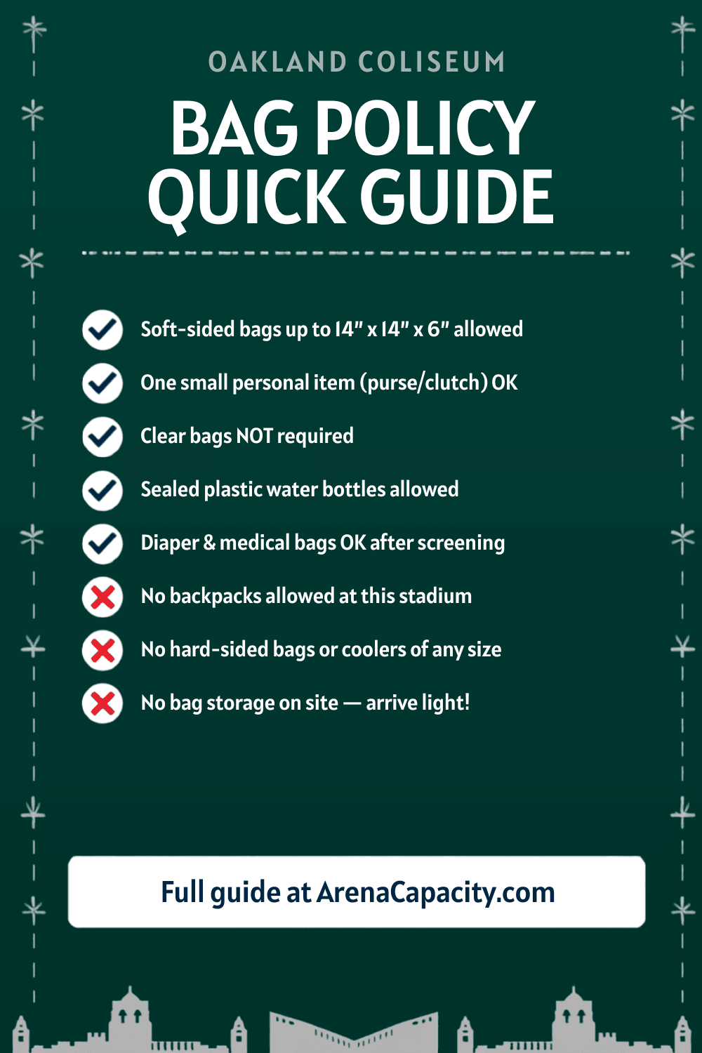 Oakland Coliseum bag policy — what you can bring