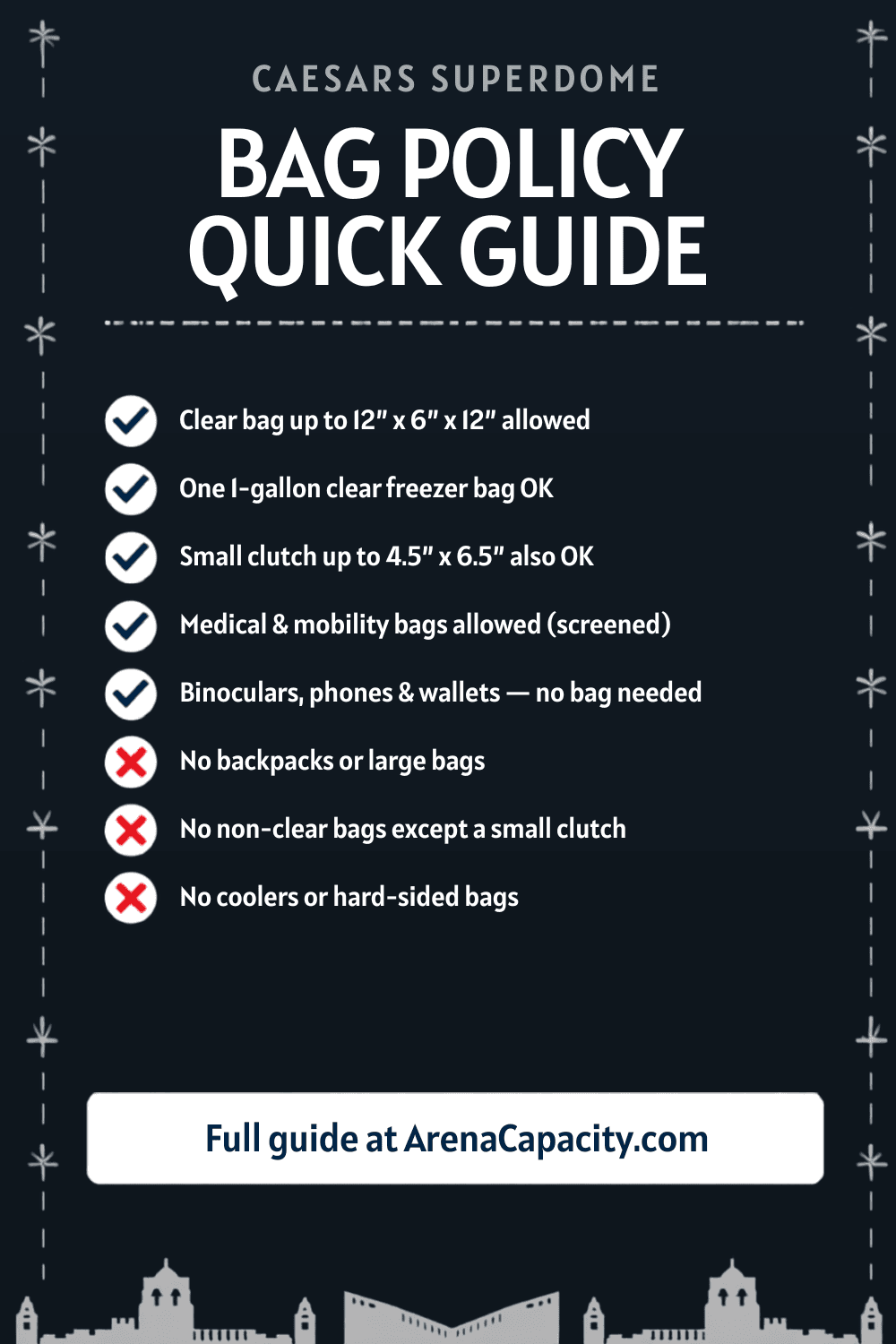 Caesars Superdome bag policy — what you can bring