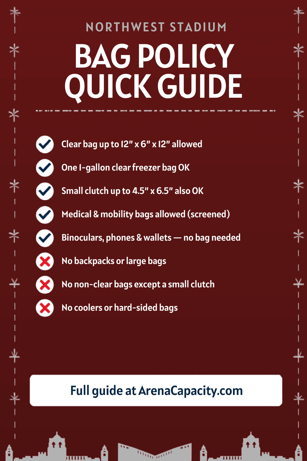 Northwest Stadium bag policy — what you can bring