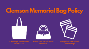 Clemson Memorial Bag Policy