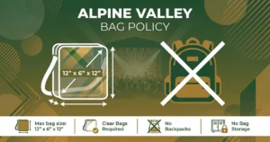 alpine valley bag policy